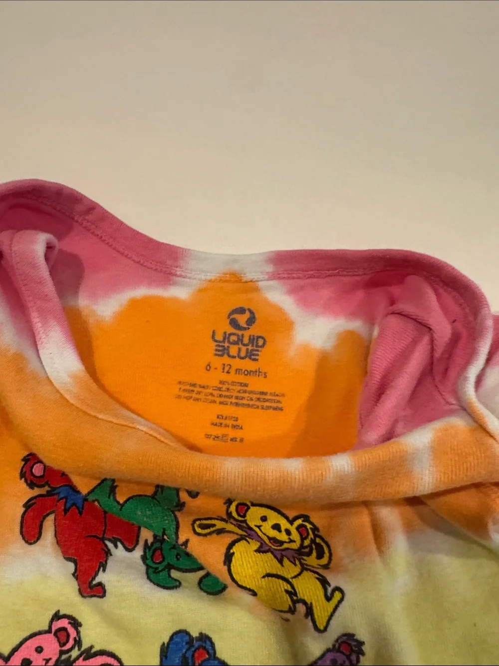 Liquid Blue Grateful Dead Tie Dye Onesie Baby Infant Size 6-12 Months